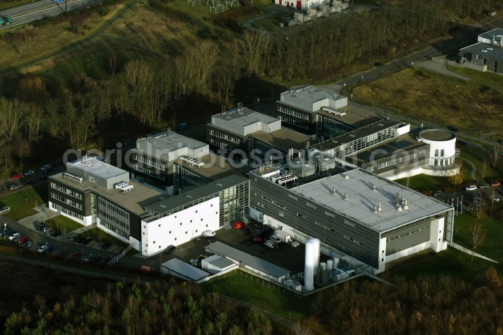 Frankfurt (Oder) from the bird's eye view: Building complex of the Institute IHP GmbH Innovations for High Performance Microelectronics Im Technologiepark in Frankfurt (Oder) in the state Brandenburg