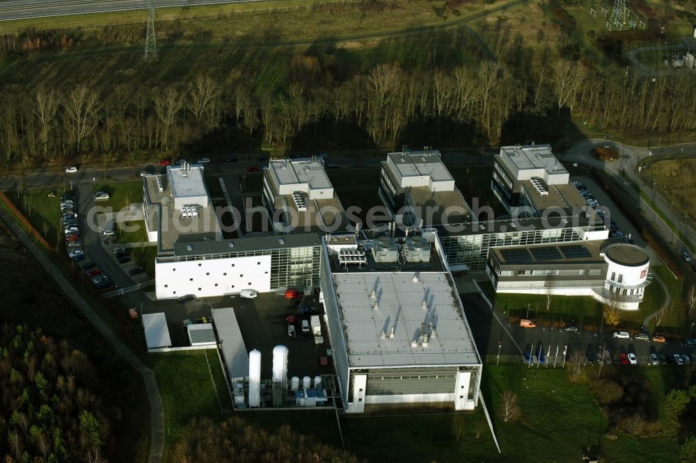 Aerial photograph Frankfurt (Oder) - Building complex of the Institute IHP GmbH Innovations for High Performance Microelectronics Im Technologiepark in Frankfurt (Oder) in the state Brandenburg