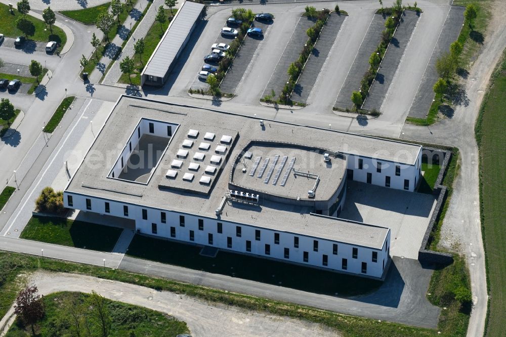 Aerial image Hof - Building complex of the Institute Institut fuer Informationssysteme der Hochschule Hof (iisys) on Alfons-Goppel-Platz in Hof in the state Bavaria, Germany