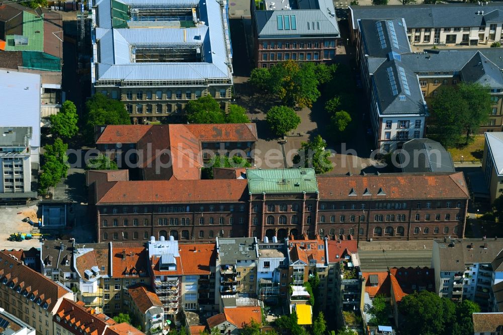 Karlsruhe from above - Building complex of the Institute Karlsruher Institut fuer Technologie on Kaiserstrasse in Karlsruhe in the state Baden-Wurttemberg, Germany