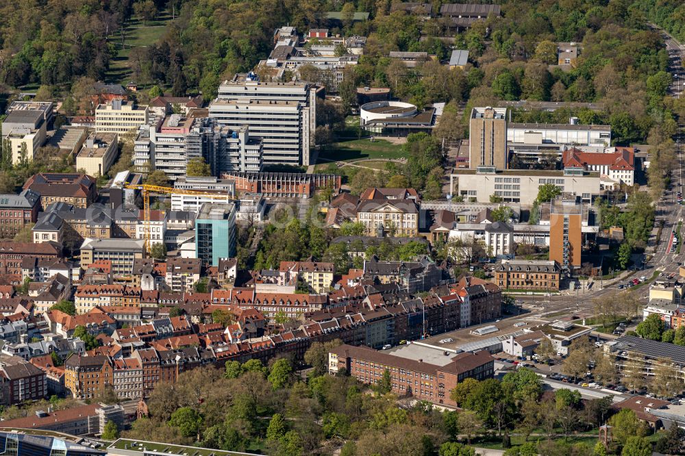 Karlsruhe from above - Building complex of the Institute Karlsruher Institut fuer Technologie on Kaiserstrasse in Karlsruhe in the state Baden-Wurttemberg, Germany