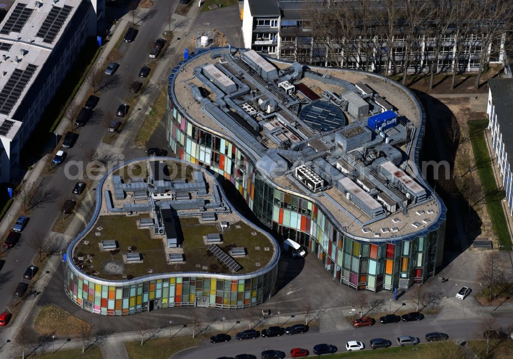 Berlin from the bird's eye view: Building complex of the Institute Lernfabrik NEUE TECHNOLOGIEN Berlin on Carl-Scheele-Strasse in the district Johannisthal in Berlin