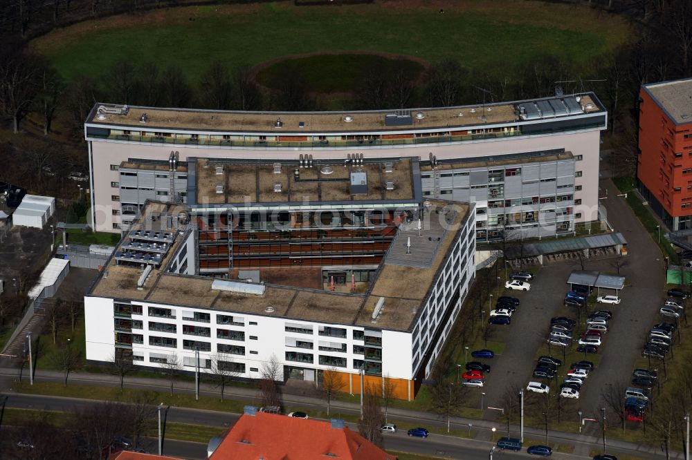 Leipzig from the bird's eye view: Building complex of the Institute Max-Plonck-Institut fuer evolutionaere Anthropologie in the district Sued in Leipzig in the state Saxony, Germany