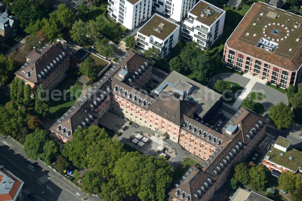 Heidelberg from the bird's eye view: Building complex of the Institute Max-Weber-Institut fuer Soziologie der Universitaet Heidelberg on Bergheimer Strasse in Heidelberg in the state Baden-Wuerttemberg