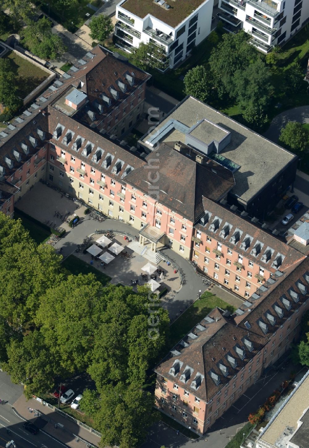 Aerial image Heidelberg - Building complex of the Institute Max-Weber-Institut fuer Soziologie der Universitaet Heidelberg on Bergheimer Strasse in Heidelberg in the state Baden-Wuerttemberg