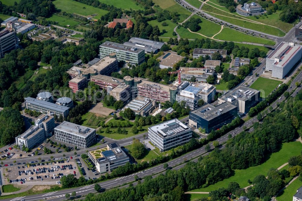 Aerial photograph Aachen - Building complex of the Institute RWTH Aachen Institut fuer Technische and Makromolekulare Chemie (ITMC) on the Forckenbeckstrasse in the district Gemmenich in Aachen in the state North Rhine-Westphalia, Germany