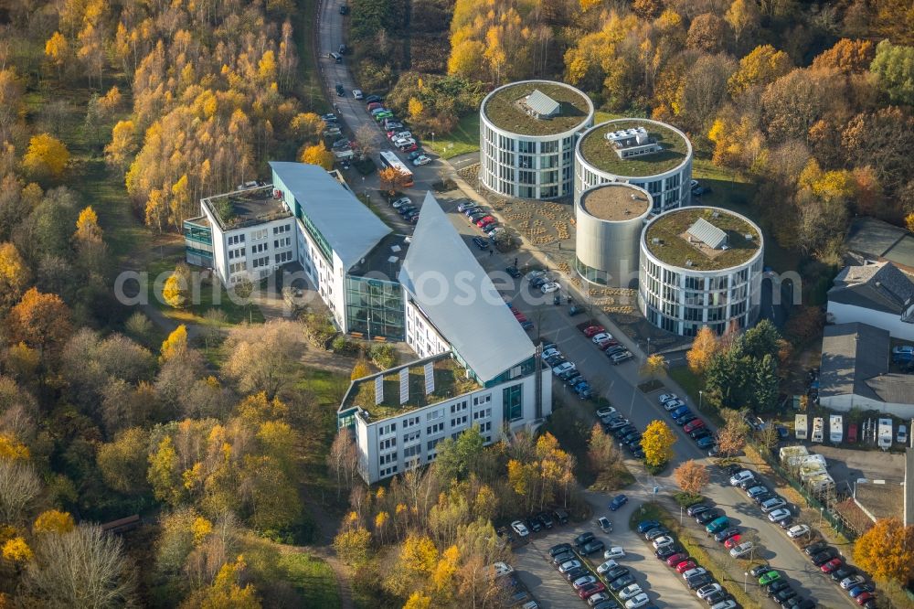 Witten from the bird's eye view: Building complex of the Institute ZBZ Witten GmbH on Alfred-Herrhausen-Strasse in Witten in the state North Rhine-Westphalia, Germany