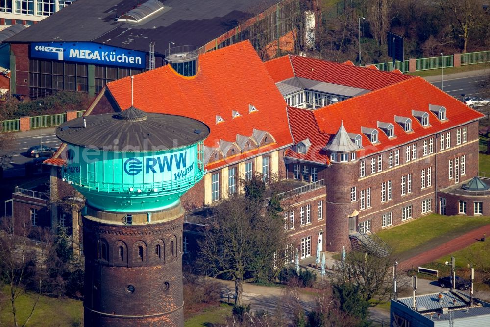 Aerial image Oberhausen - Building complex of the Institute of Technology Center TZU Environmental Management GmbH in Oberhausen in North Rhine-Westphalia. In the background, the production facilities of packaging service provider Deufol SE