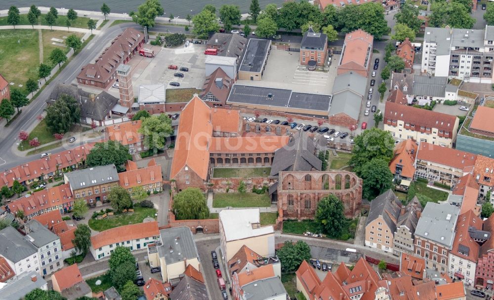 Stralsund from the bird's eye view: Complex of buildings of the monastery Johannis in Stralsund in the state Mecklenburg - Western Pomerania, Germany