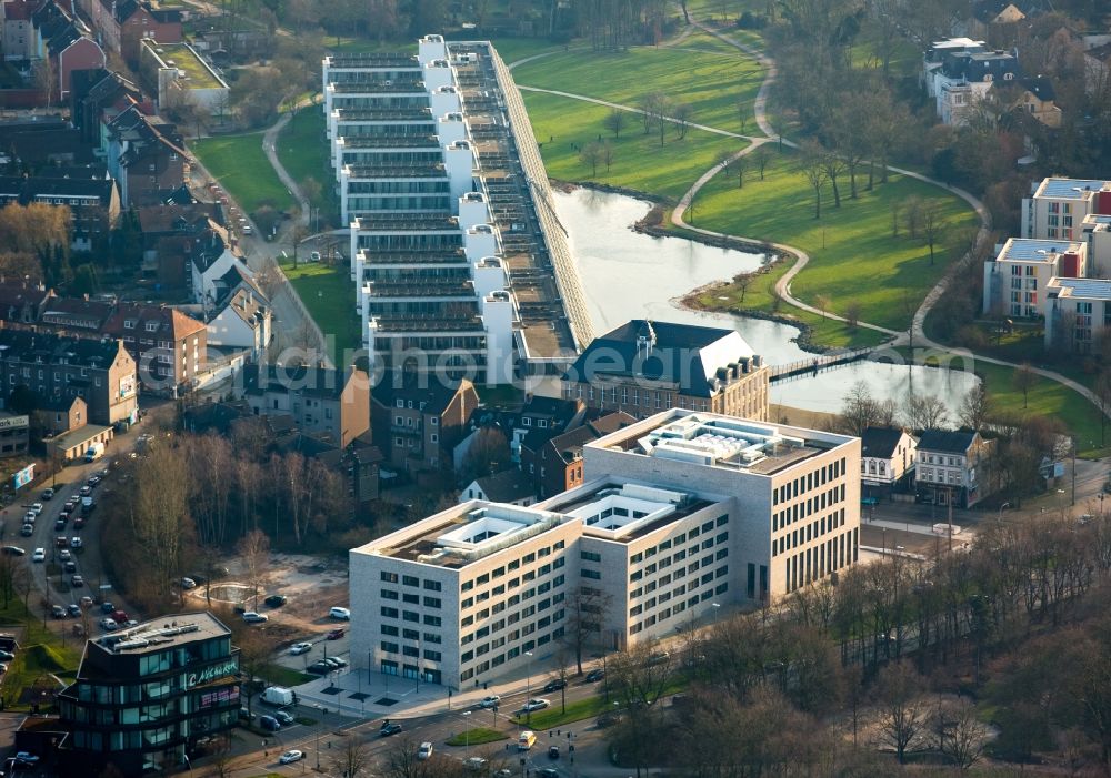 Gelsenkirchen from above - Building complex of the new center of Justice of Gelsenkirchen in the state of North Rhine-Westphalia