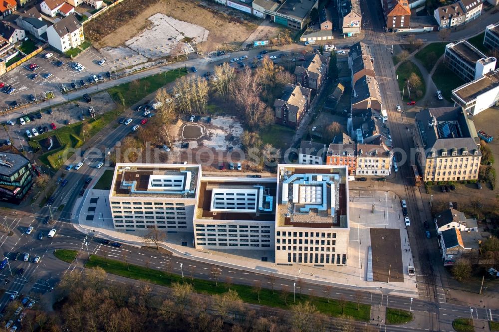 Gelsenkirchen from the bird's eye view: Building complex of the new center of Justice of Gelsenkirchen in the state of North Rhine-Westphalia