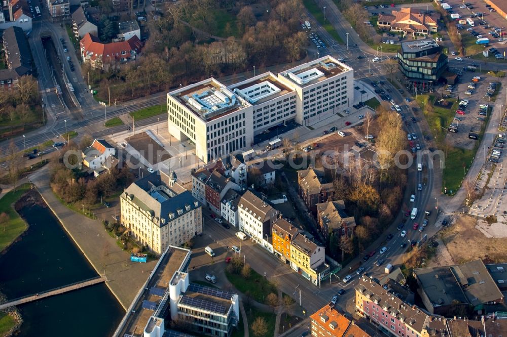 Aerial photograph Gelsenkirchen - Building complex of the new center of Justice of Gelsenkirchen in the state of North Rhine-Westphalia