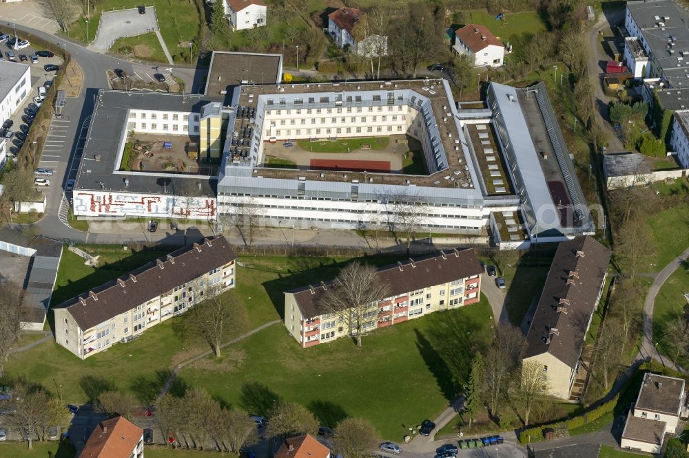 Detmold from the bird's eye view: Building complex of prison correctional Detmold in Lower Saxony