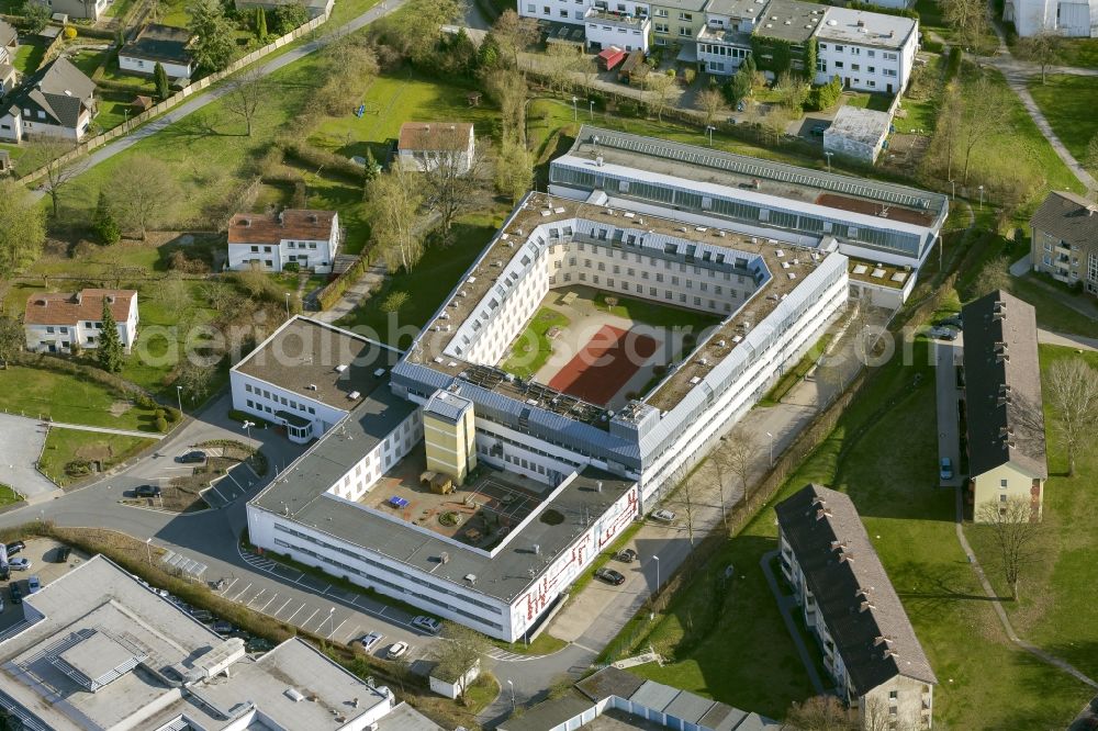 Aerial image Detmold - Building complex of prison correctional Detmold in Lower Saxony