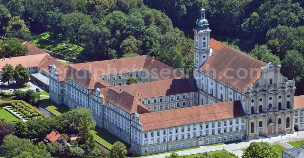 Fürstenfeldbruck from above - Complex of buildings of the monastery Fuerstenfeld in Fuerstenfeldbruck in the state Bavaria, Germany