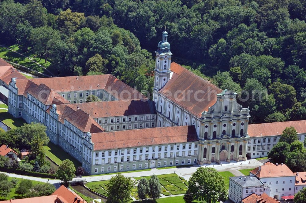 Fürstenfeldbruck from the bird's eye view: Complex of buildings of the monastery Fuerstenfeld in Fuerstenfeldbruck in the state Bavaria, Germany