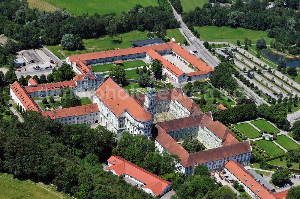 Fürstenfeldbruck from the bird's eye view: Complex of buildings of the monastery Fuerstenfeld in Fuerstenfeldbruck in the state Bavaria, Germany