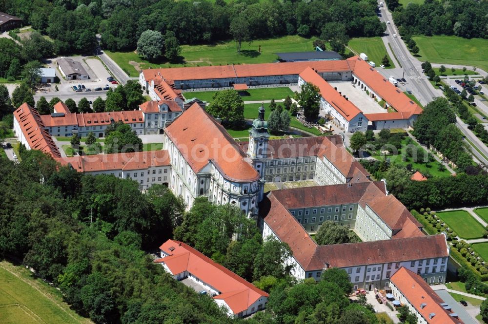 Aerial image Fürstenfeldbruck - Complex of buildings of the monastery Fuerstenfeld in Fuerstenfeldbruck in the state Bavaria, Germany