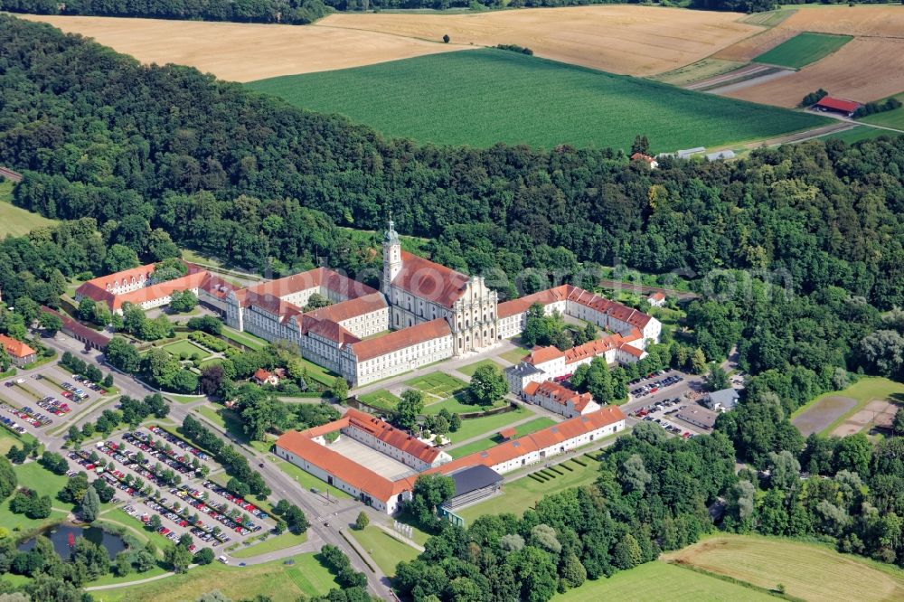 Aerial image Fürstenfeldbruck - Complex of buildings of the monastery Fuerstenfeld in Fuerstenfeldbruck in the state Bavaria, Germany