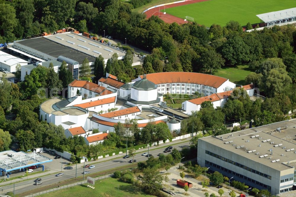 Augsburg from above - Complex of buildings of the monastery Priesterseminar der Dioezese Augsburg an der Stauffenbergstrasse in Augsburg in the state Bavaria