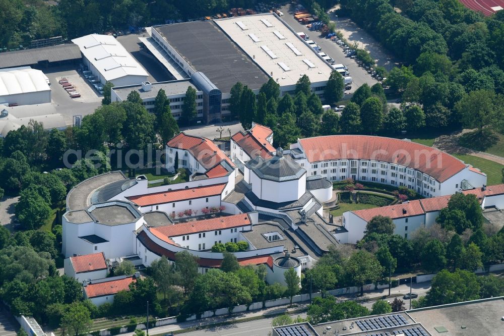 Augsburg from above - Complex of buildings of the monastery Priesterseminar der Dioezese Augsburg an der Stauffenbergstrasse in Augsburg in the state Bavaria