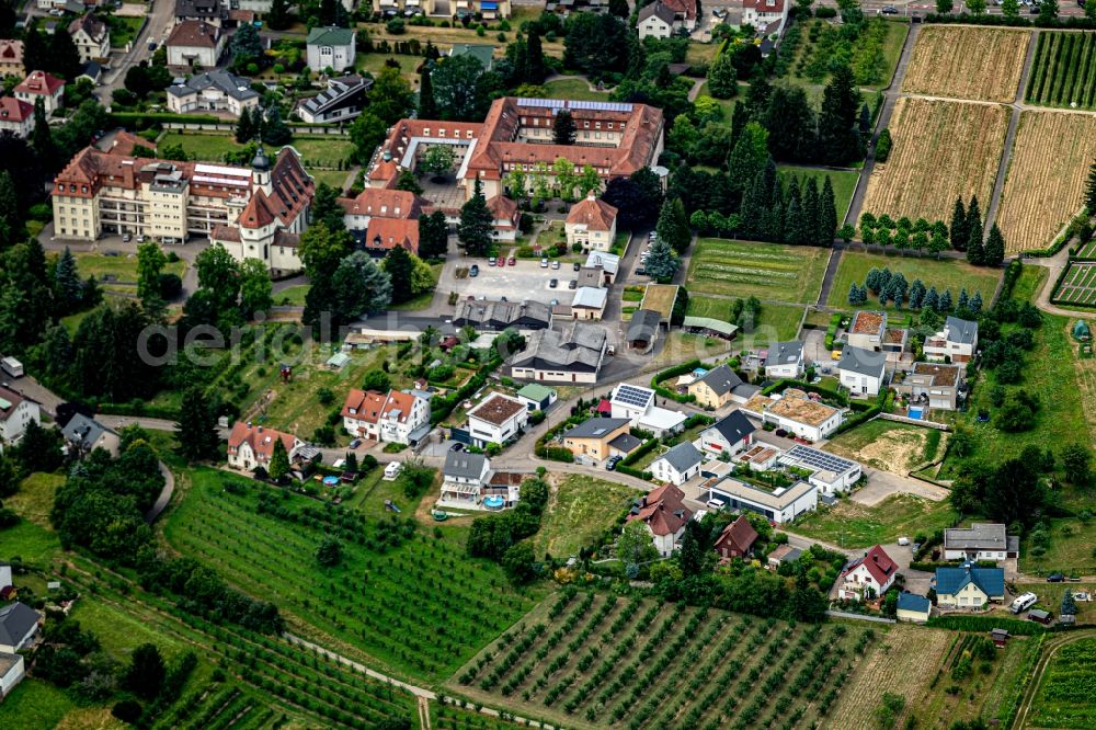 Bühl from above - Complex of buildings of the monastery Maria Hilf in Buehl in the state Baden-Wurttemberg