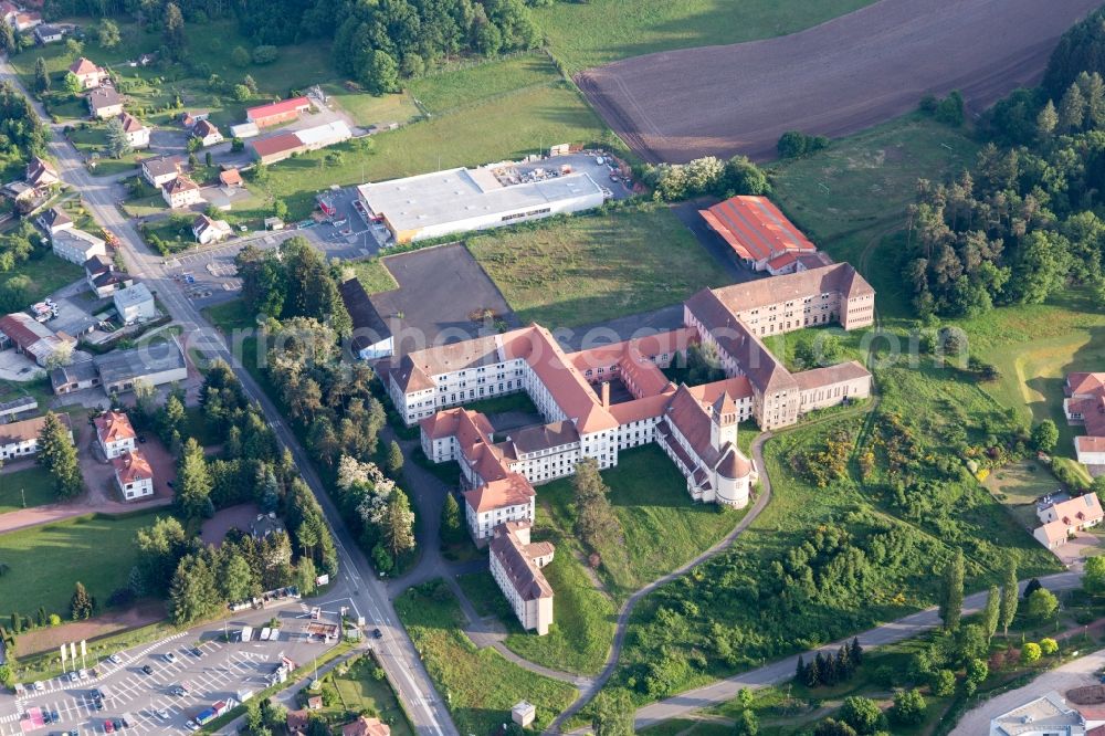 Bitche from the bird's eye view: Complex of buildings of the monastery in Bitche in Grand Est, France