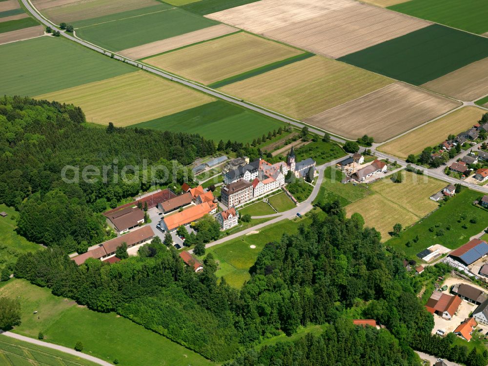 Aerial image Bonlanden - Complex of buildings of the monastery Kloster Bonlanden Kongregation d. Franziskanerinnen von Bonlanden e. V. on street Faustin-Mennel-Strasse in Bonlanden in the state Baden-Wuerttemberg, Germany