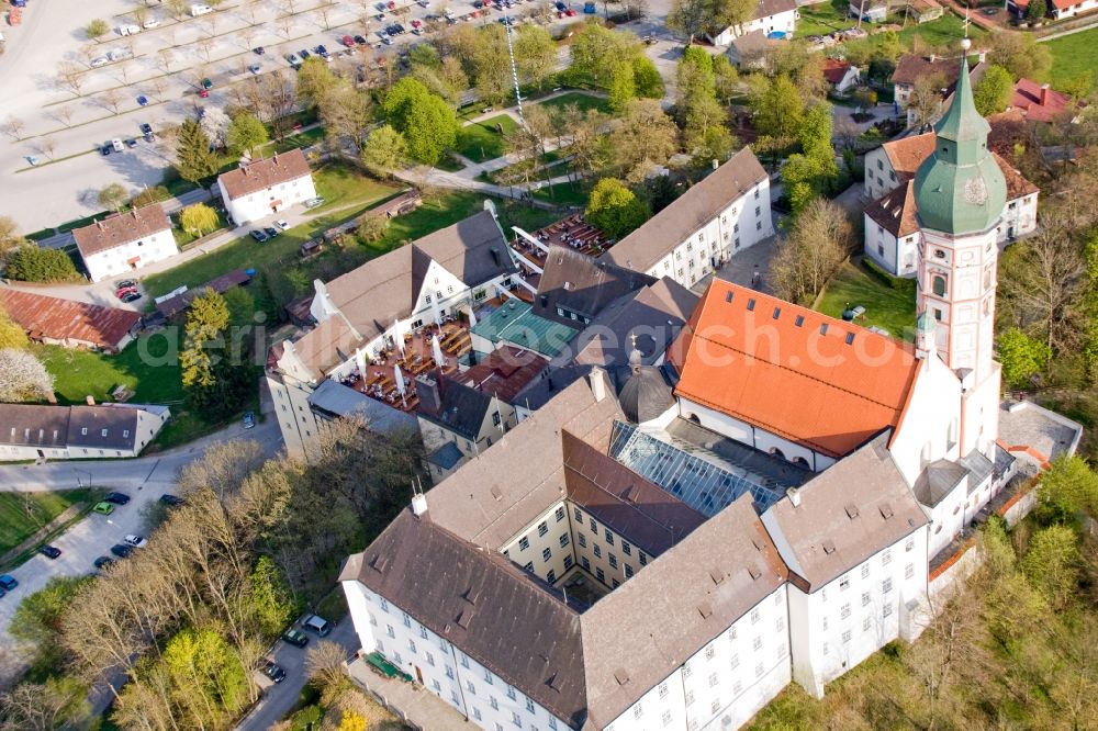 Aerial photograph Andechs - Complex of buildings of the monastery and brewery Andechs in the district Erling in Andechs in the state Bavaria