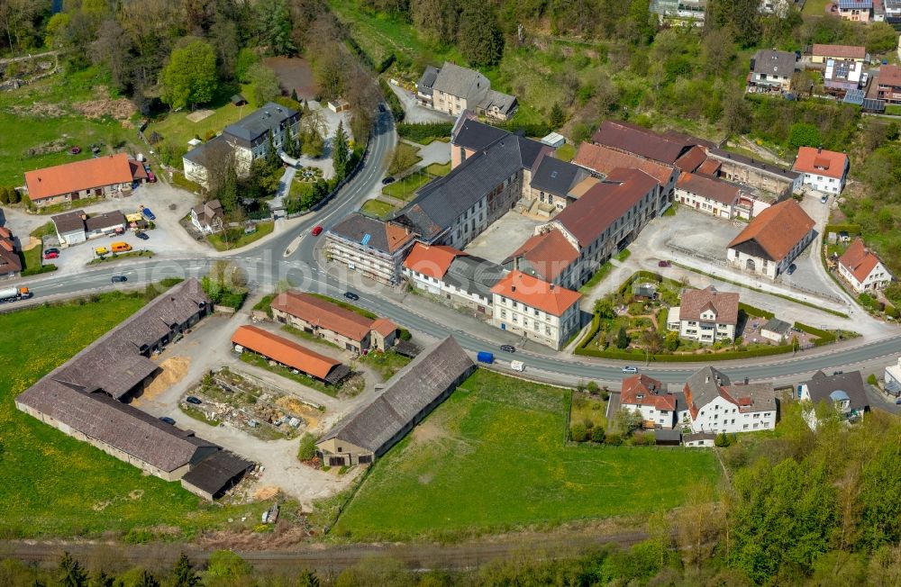 Bredelar from above - Complex of buildings of the monastery on Sauerlandstrasse in Bredelar in the state North Rhine-Westphalia, Germany