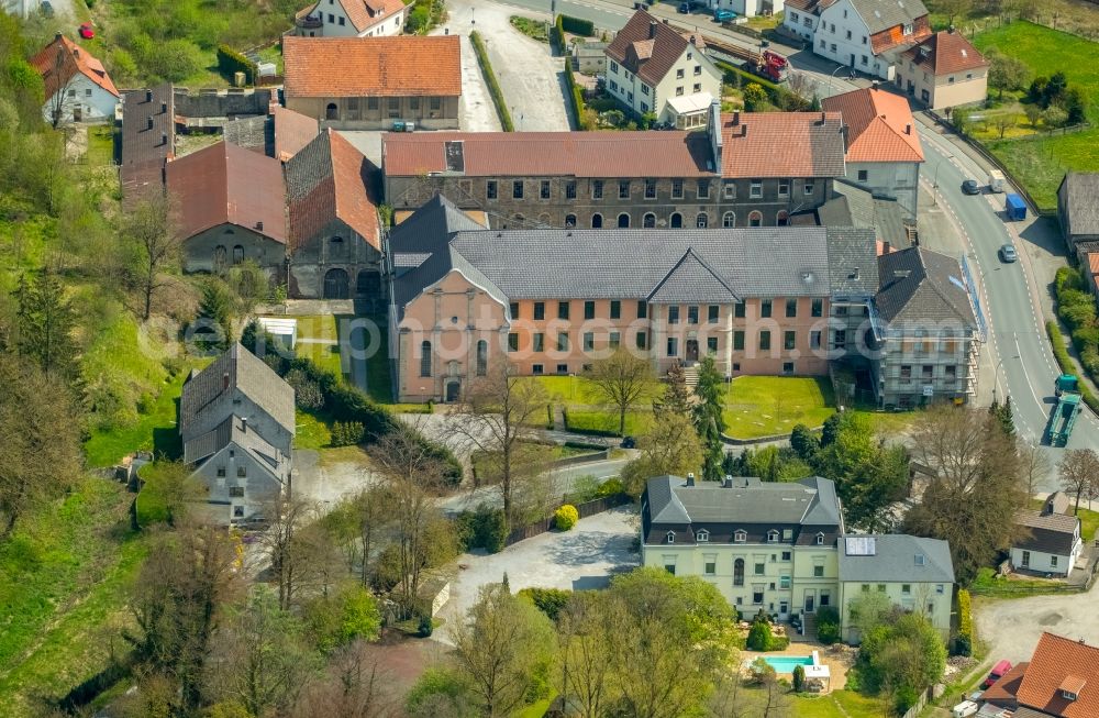 Bredelar from above - Complex of buildings of the monastery on Sauerlandstrasse in Bredelar in the state North Rhine-Westphalia, Germany