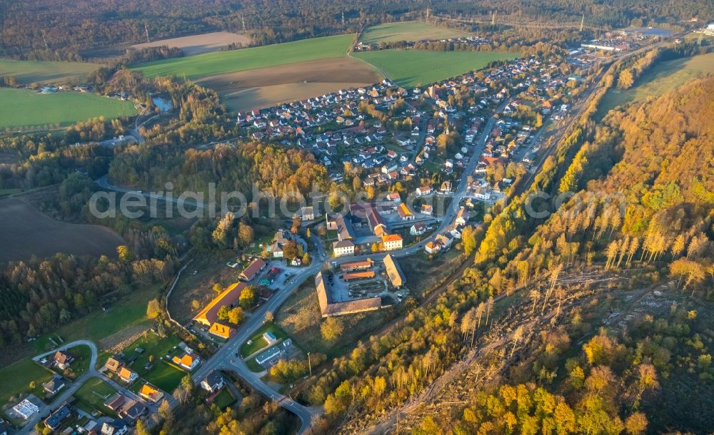 Bredelar from above - Complex of buildings of the monastery on Sauerlandstrasse in Bredelar in the state North Rhine-Westphalia, Germany