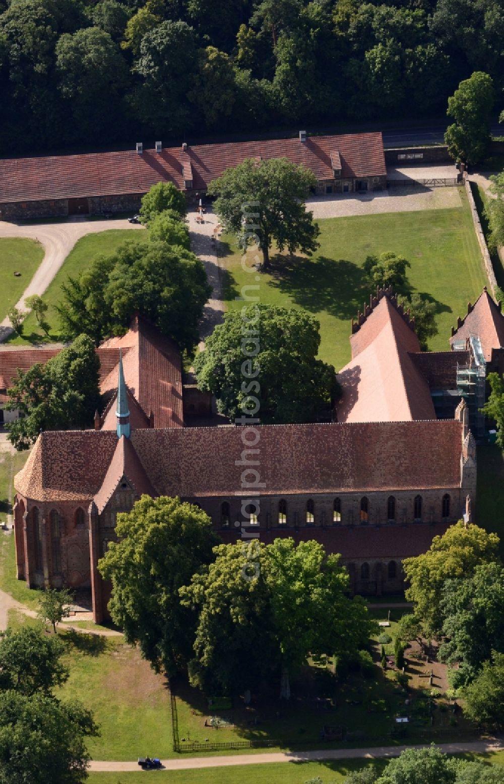 Aerial photograph Chorin - Complex of buildings of the monastery in der Schorfheide in Chorin in the state Brandenburg