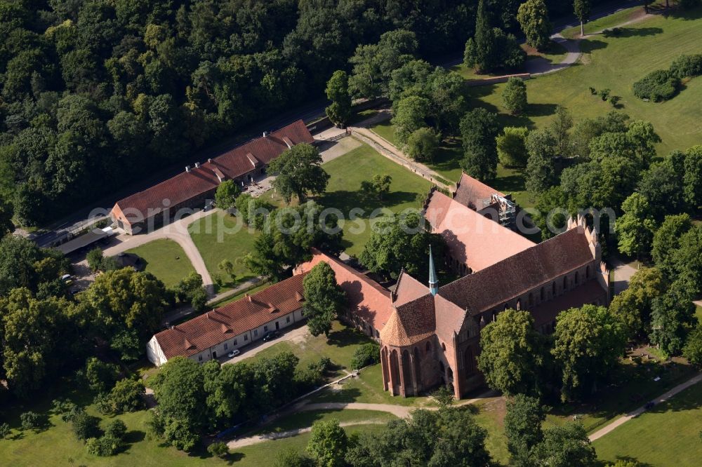 Chorin from the bird's eye view: Complex of buildings of the monastery in der Schorfheide in Chorin in the state Brandenburg