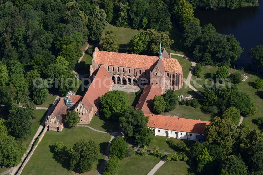 Chorin from the bird's eye view: Complex of buildings of the monastery in der Schorfheide in Chorin in the state Brandenburg