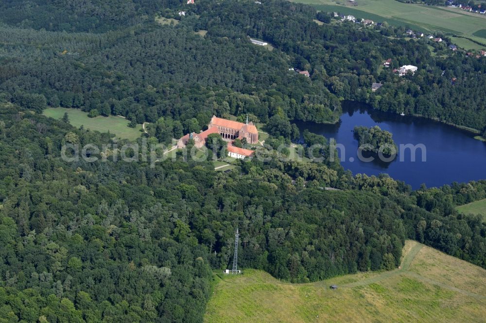 Chorin from above - Complex of buildings of the monastery in der Schorfheide in Chorin in the state Brandenburg