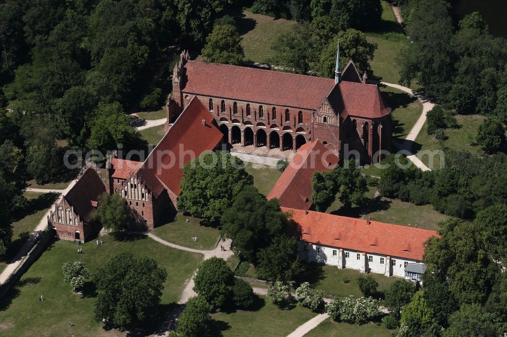 Chorin from the bird's eye view: Complex of buildings of the monastery in der Schorfheide in Chorin in the state Brandenburg