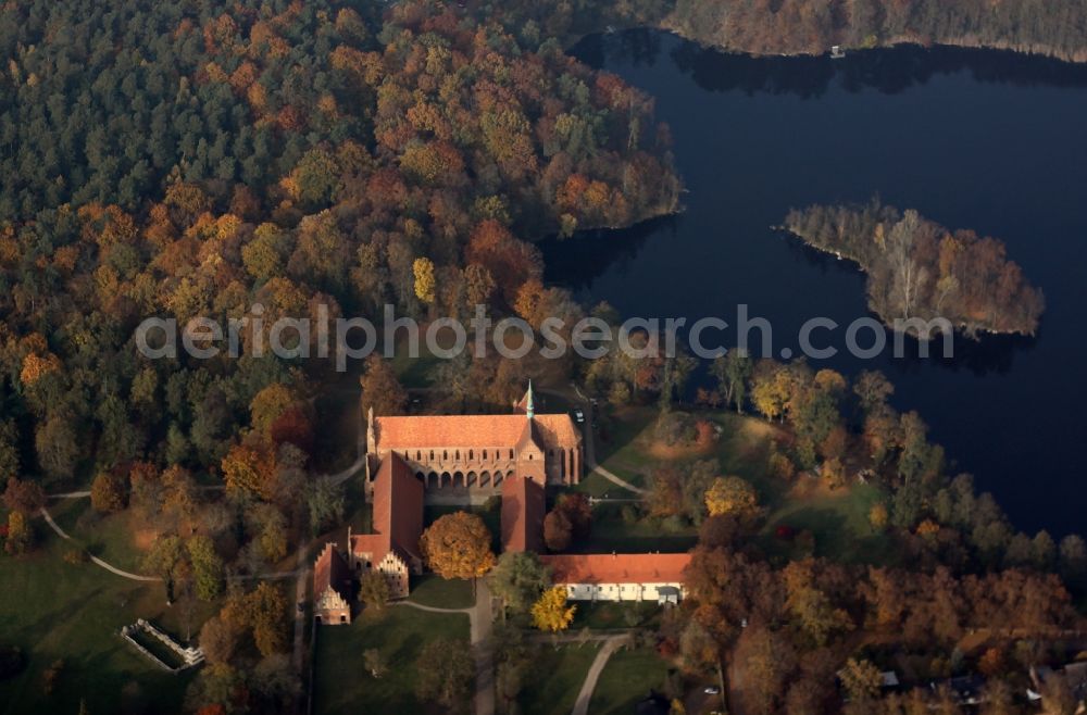 Chorin from above - Complex of buildings of the monastery in der Schorfheide in Chorin in the state Brandenburg