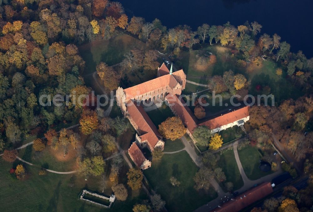 Chorin from the bird's eye view: Complex of buildings of the monastery in der Schorfheide in Chorin in the state Brandenburg