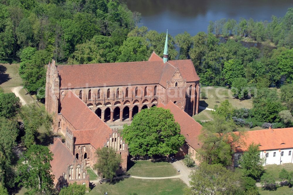 Chorin from the bird's eye view: Complex of buildings of the monastery in der Schorfheide in Chorin in the state Brandenburg