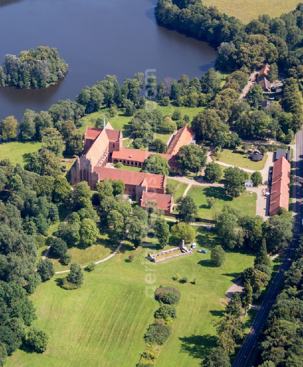 Chorin from above - Complex of buildings of the monastery Zisterzienser in Chorin in the state Brandenburg, Germany