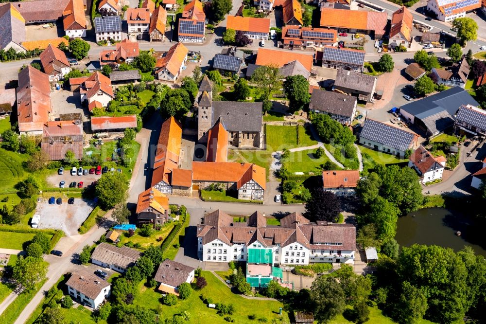 Flechtdorf from the bird's eye view: Complex of buildings of the monastery Flechtdorf on Klosterstrasse in Flechtdorf in the state Hesse, Germany