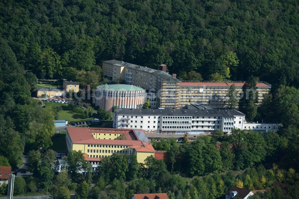 Aerial image Gemünden - Complex of buildings of the monastery Maedchenbildungswerk der Schwestern vom heiligen Kreuz on Kreuzstrasse in Gemuenden in the state Bavaria