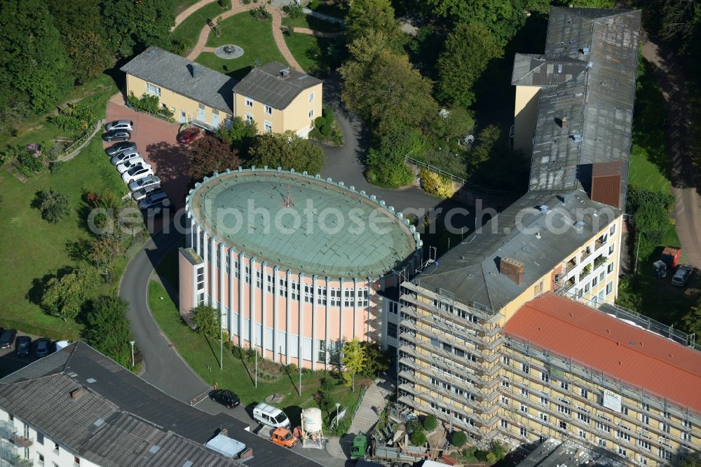 Gemünden from the bird's eye view: Complex of buildings of the monastery Maedchenbildungswerk der Schwestern vom heiligen Kreuz on Kreuzstrasse in Gemuenden in the state Bavaria