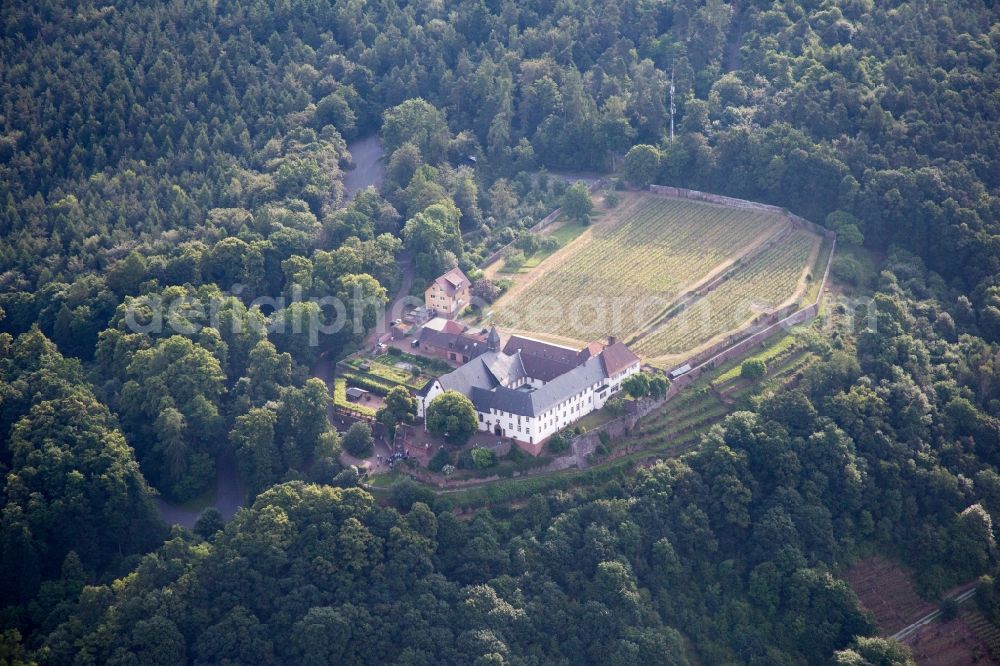 Großheubach from the bird's eye view: Complex of buildings of the monastery Franziskanerkloster Engelberg in Grossheubach in the state Bavaria, Germany