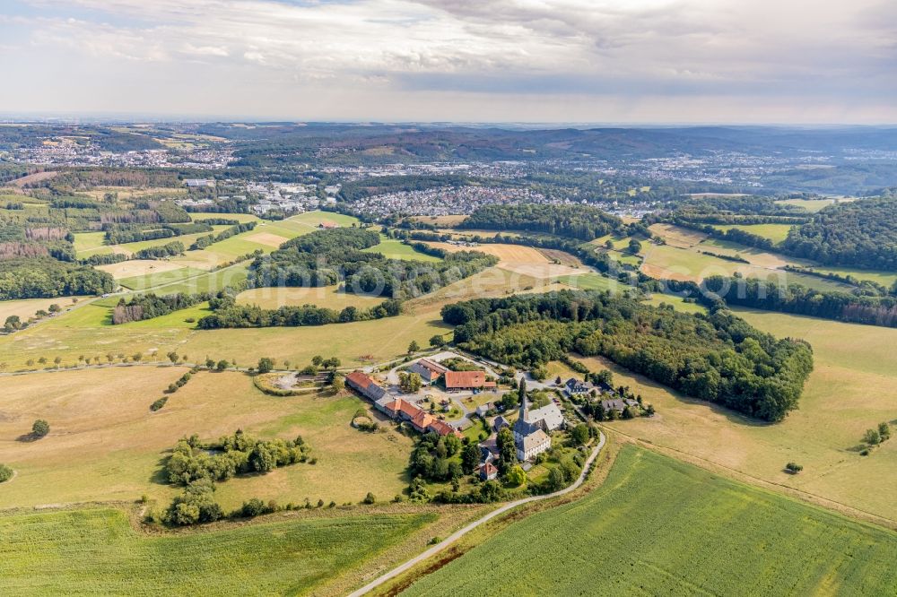 Aerial image Holzen - Complex of buildings of the monastery Oelinghausen in Holzen in the state North Rhine-Westphalia, Germany