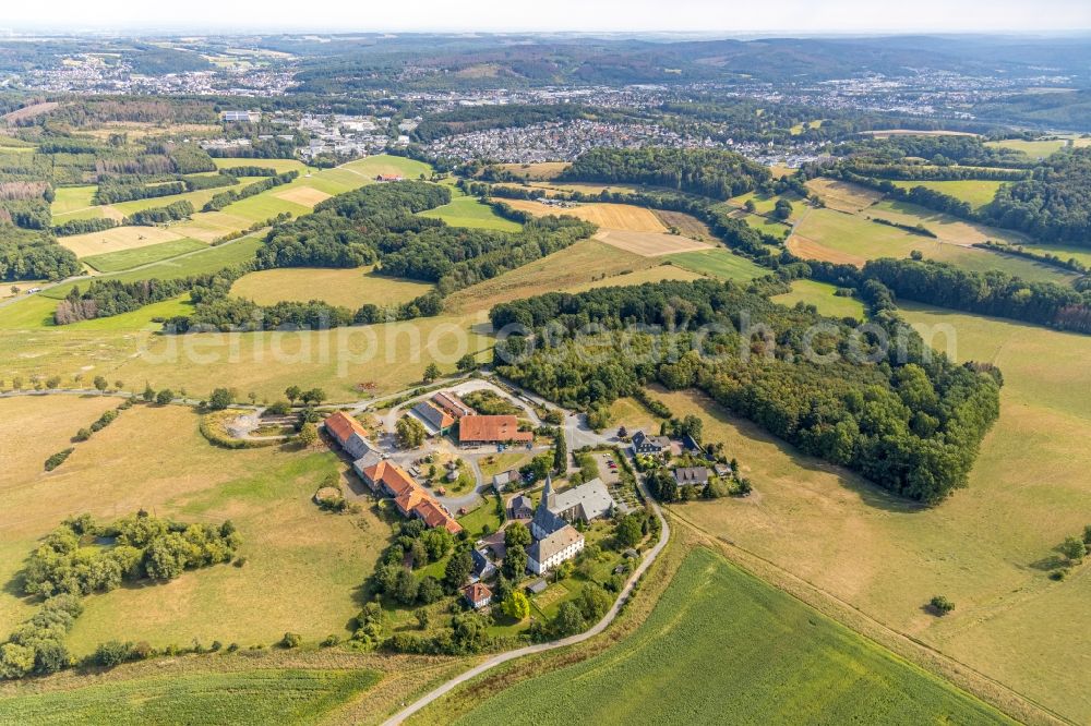 Aerial photograph Holzen - Complex of buildings of the monastery Oelinghausen in Holzen in the state North Rhine-Westphalia, Germany