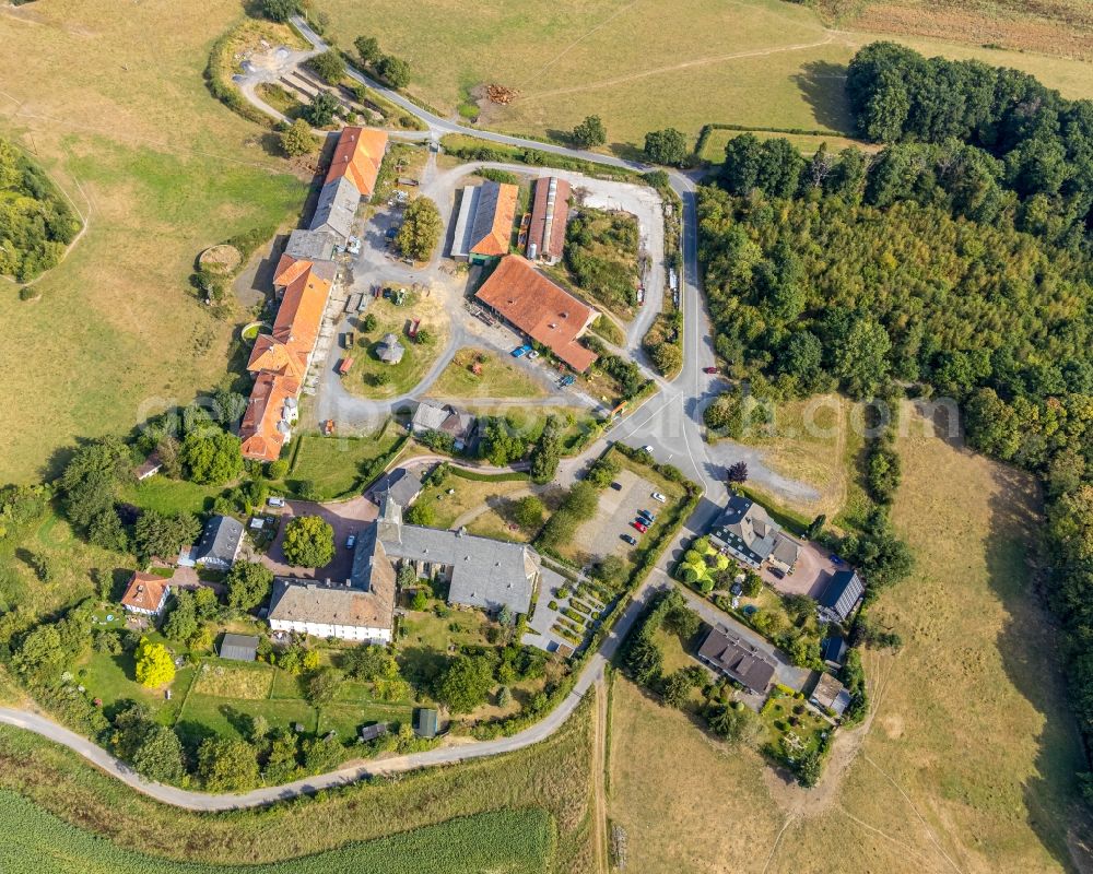 Holzen from above - Complex of buildings of the monastery Oelinghausen in Holzen in the state North Rhine-Westphalia, Germany