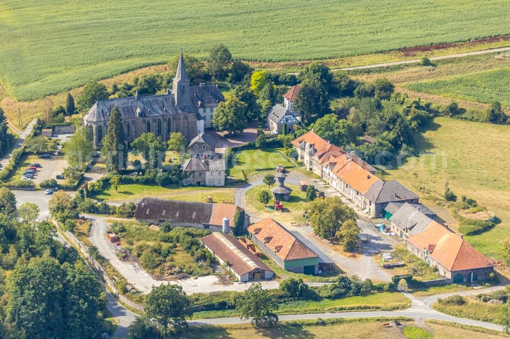 Holzen from above - Complex of buildings of the monastery Oelinghausen in Holzen in the state North Rhine-Westphalia, Germany