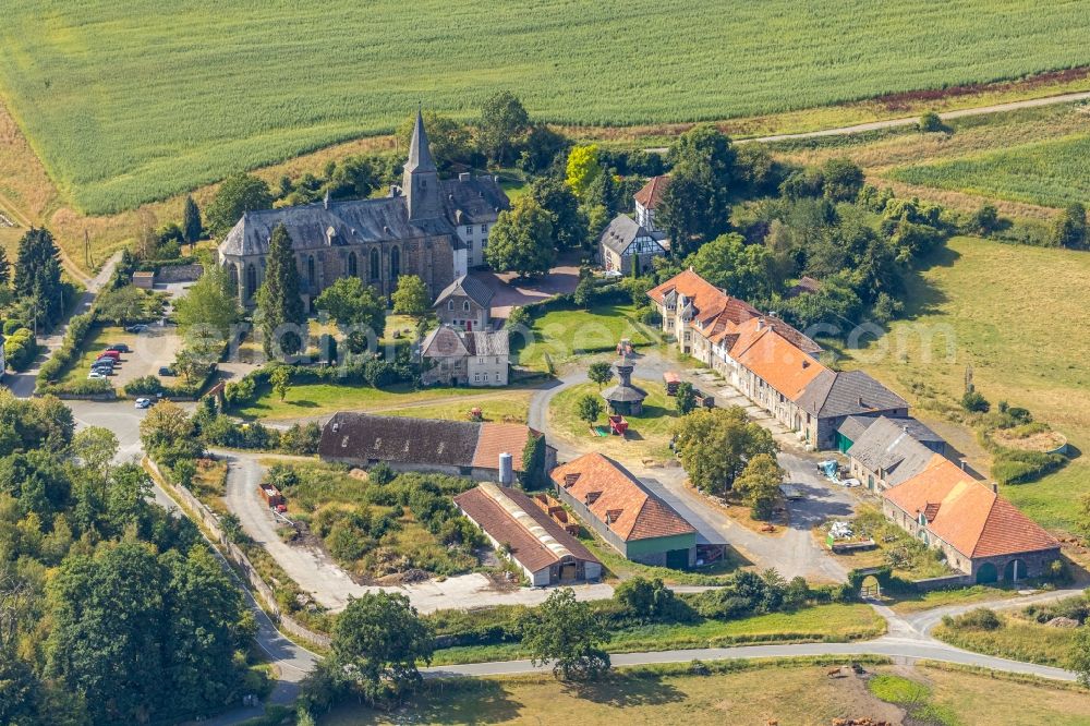 Holzen from the bird's eye view: Complex of buildings of the monastery Oelinghausen in Holzen in the state North Rhine-Westphalia, Germany